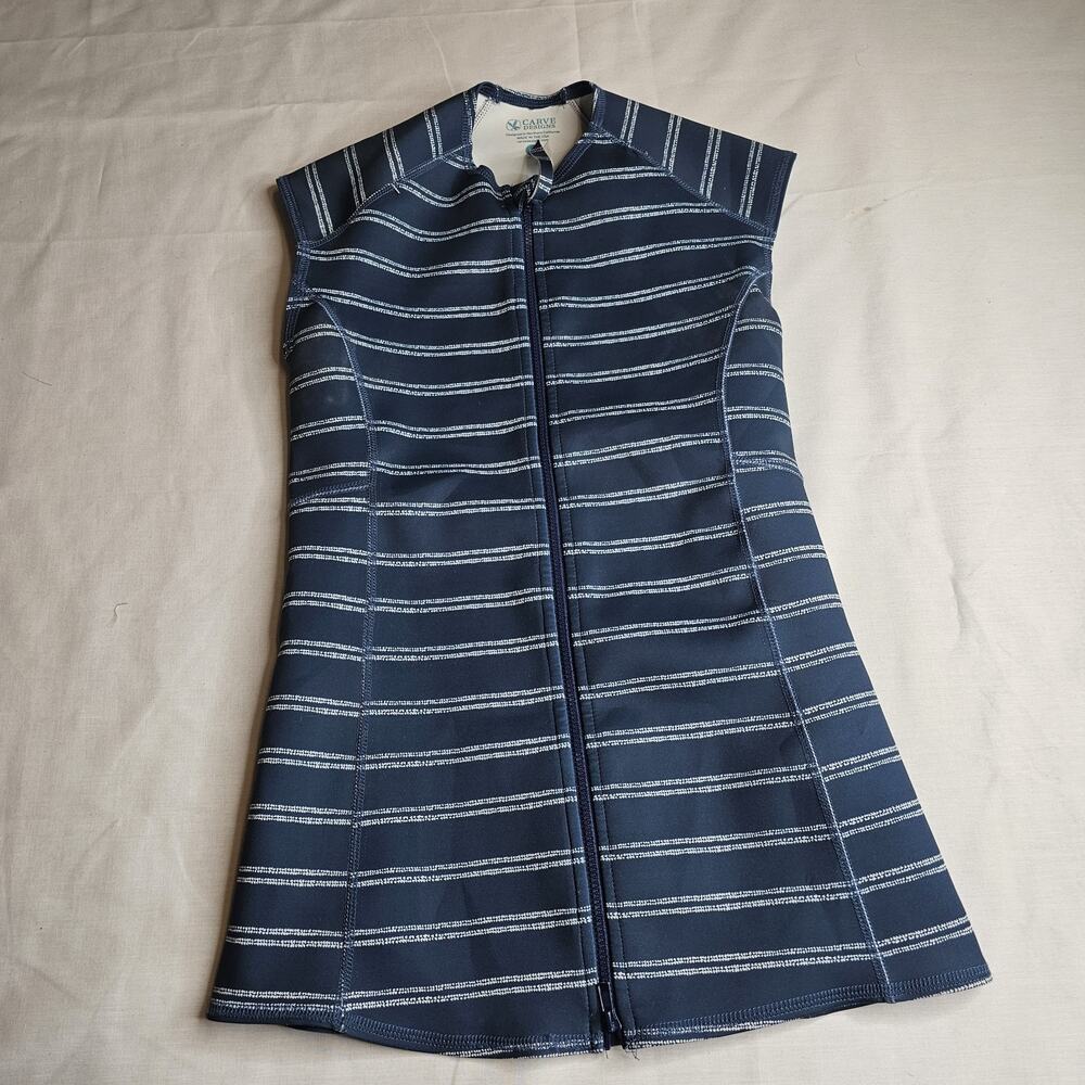 Carve Designs Stella Zip Up Vest Navy White Stripe XS-UV/Wind Resistant Coastal